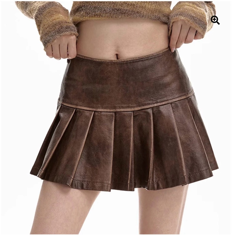 Danger Zone (brand Boogzel) Brown Pleated Skirt NWT